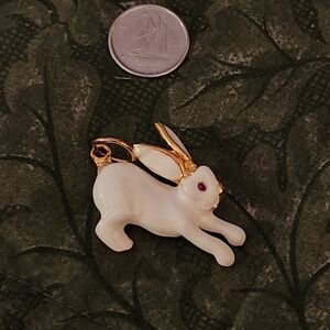 White Enamel Bunny Charm or Pendant